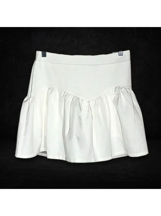 Princess Polly Dresses & Skirts - Princess Polly Tennis Mini Skirt Flouncy Hemline Back Zip Cotton White Women’s 6